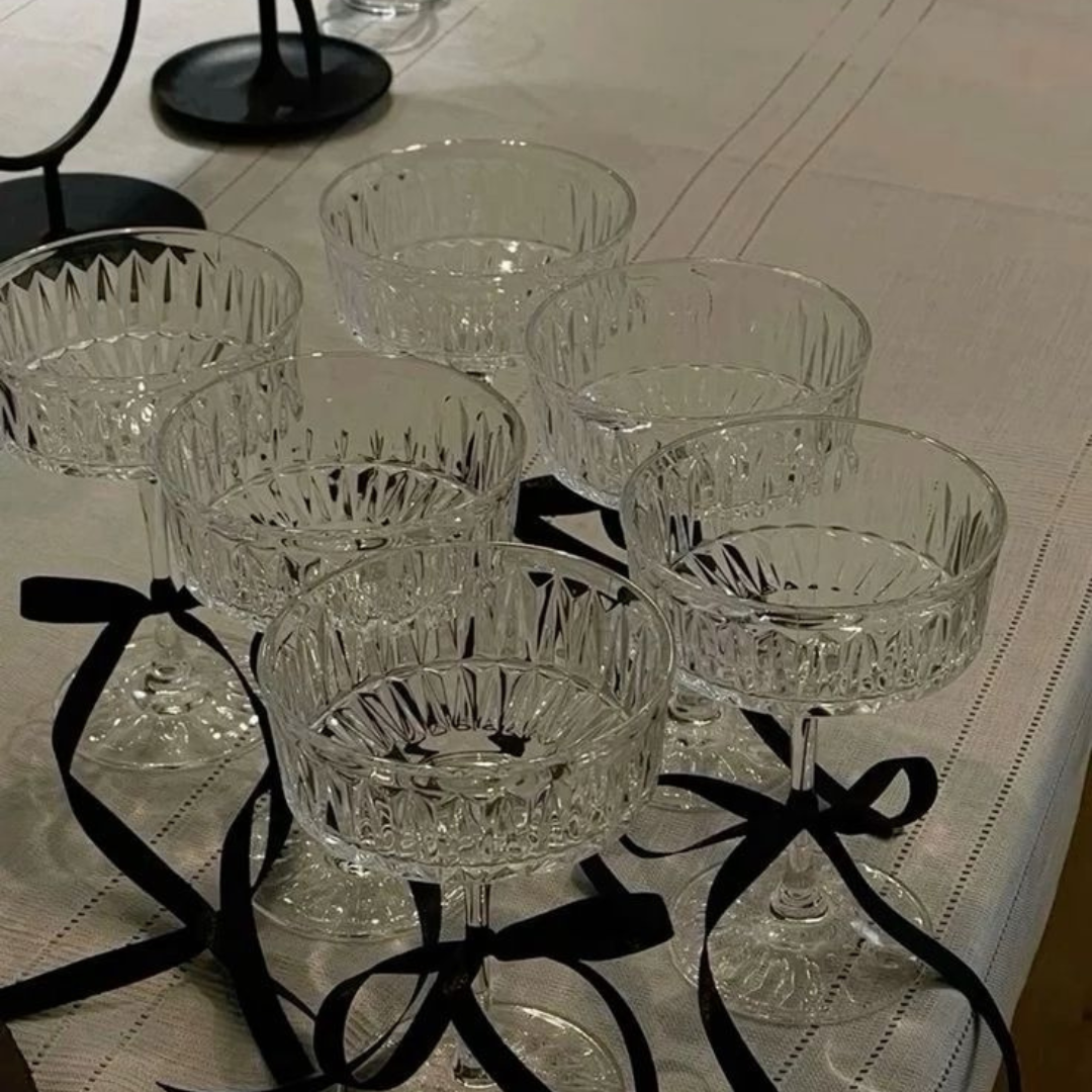 bows and pearls hen do (3) champagne coupe glasses